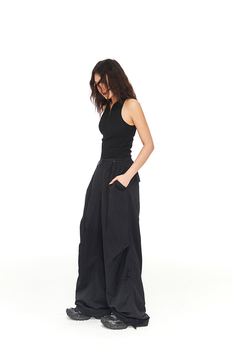 Loose Pleated Wide-Leg Floor-Length Casual Pants [ID:0026PA]