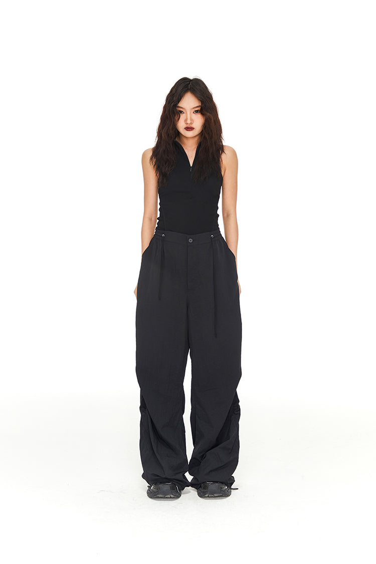 Loose Pleated Wide-Leg Floor-Length Casual Pants [ID:0026PA]