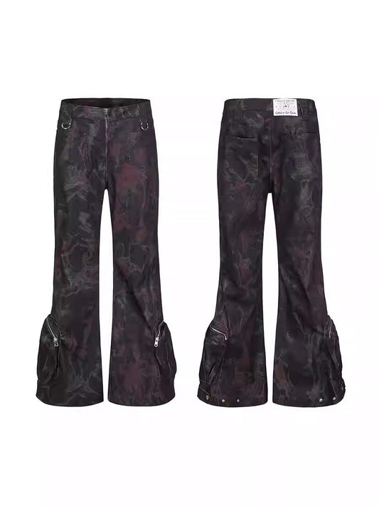 Punk Waistland Dark Graffiti Full-Pocket Workwear Jeans [ID:0027PA]