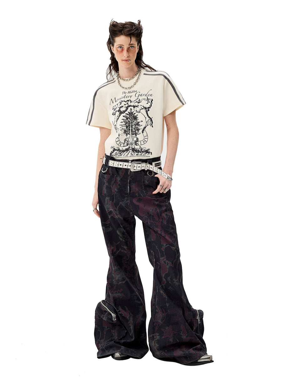 Punk Waistland Dark Graffiti Full-Pocket Workwear Jeans [ID:0027PA]