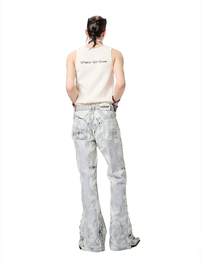 Retro Tree & Snake Pattern Drawstring Adjustable Weibo Pants [ID:0034PA]