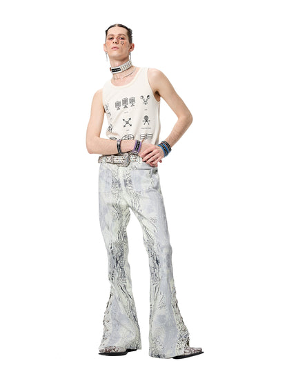 Retro Tree & Snake Pattern Drawstring Adjustable Weibo Pants [ID:0034PA]