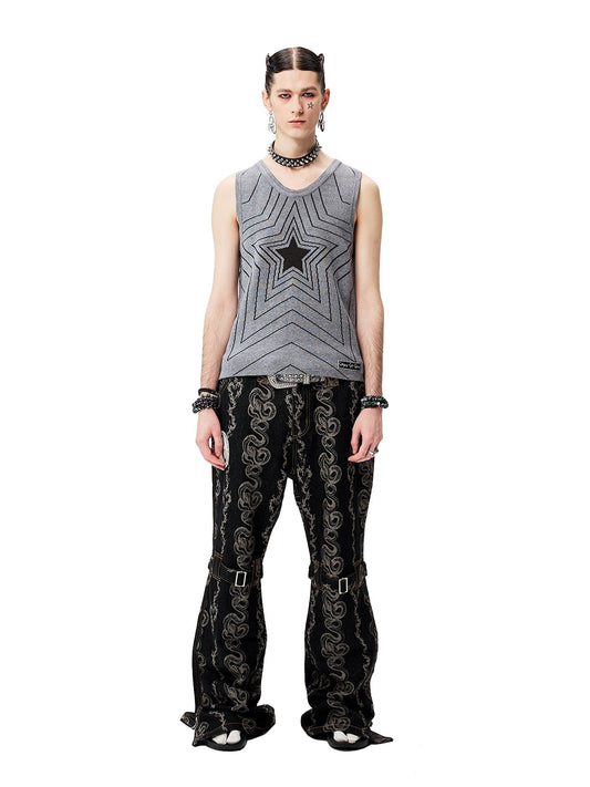 Black Washed Dragon & Snake Pattern Bandage Bootcut Jeans






 [ID:0035PA]