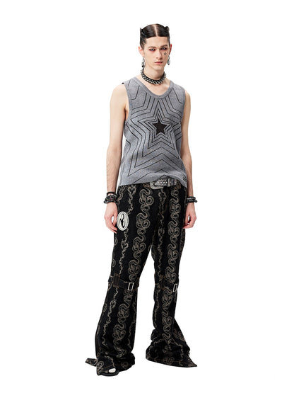 Black Washed Dragon & Snake Pattern Bandage Bootcut Jeans






 [ID:0035PA]