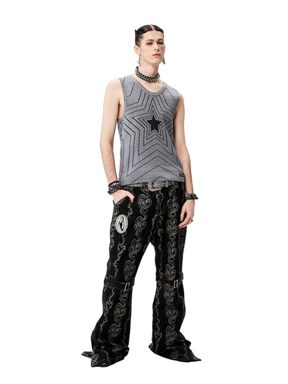 Black Washed Dragon & Snake Pattern Bandage Bootcut Jeans






 [ID:0035PA]