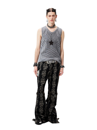 Black Washed Dragon & Snake Pattern Bandage Bootcut Jeans






 [ID:0035PA]