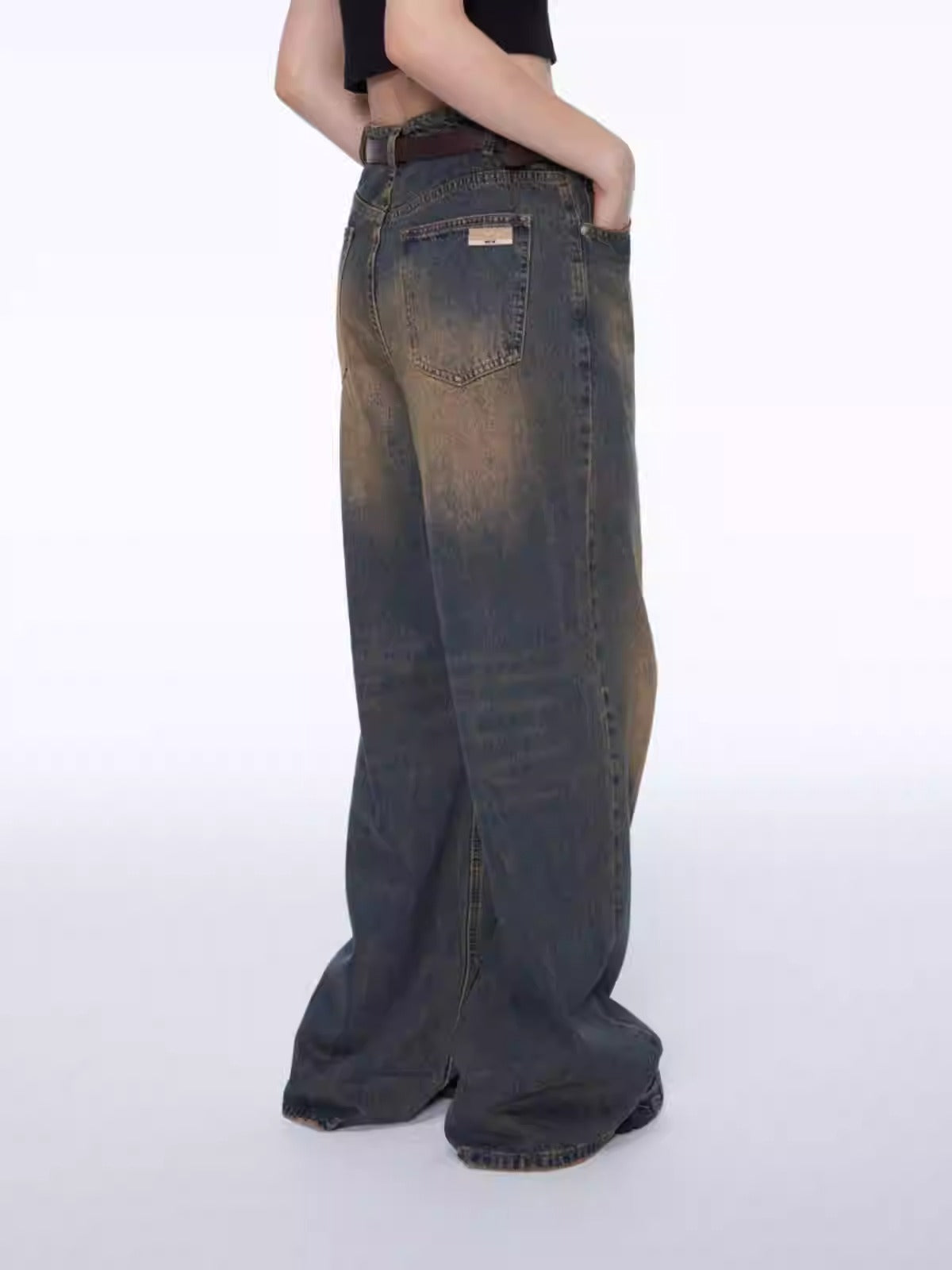 High-Street Washed Distressed Loose Straight Jeans [ID:0041PA]