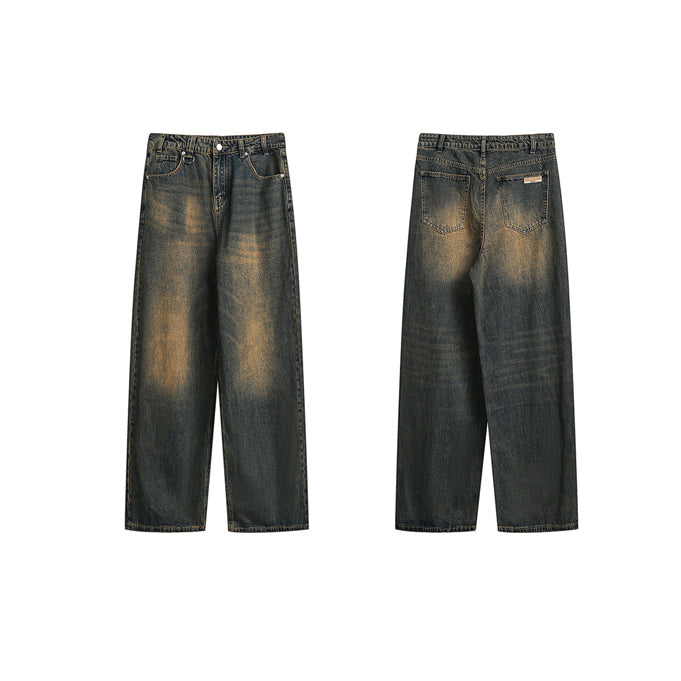 High-Street Washed Distressed Loose Straight Jeans [ID:0041PA]