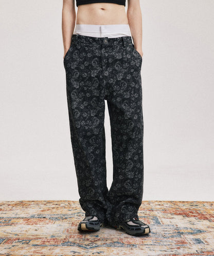 High-Street Floral Print Wide-Leg Pants with Relaxed Fit [ID:0044PA]