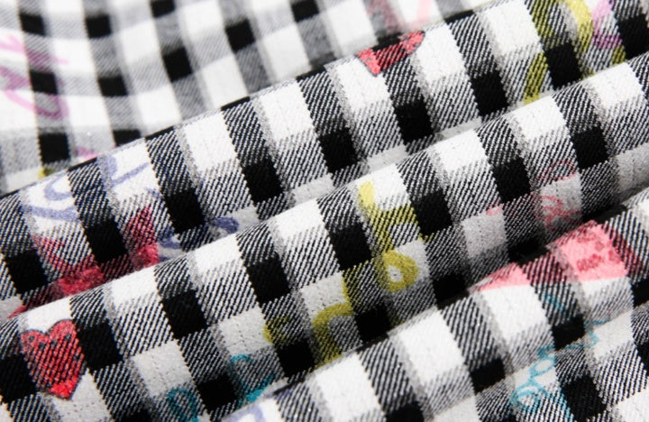 Checked Wide-Leg Pants with Floral Print and Adjustable Waist [ID:0045PA]