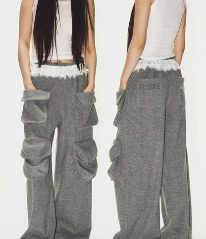 Frilled Big Pocket Sweat Wide Pants [ID:0048PA]