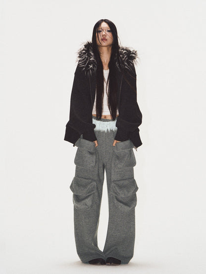 Frilled Big Pocket Sweat Wide Pants [ID:0048PA]