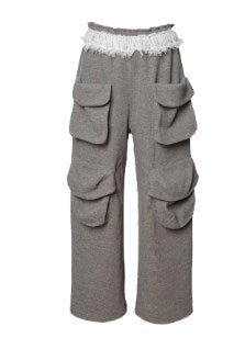 Frilled Big Pocket Sweat Wide Pants [ID:0048PA]