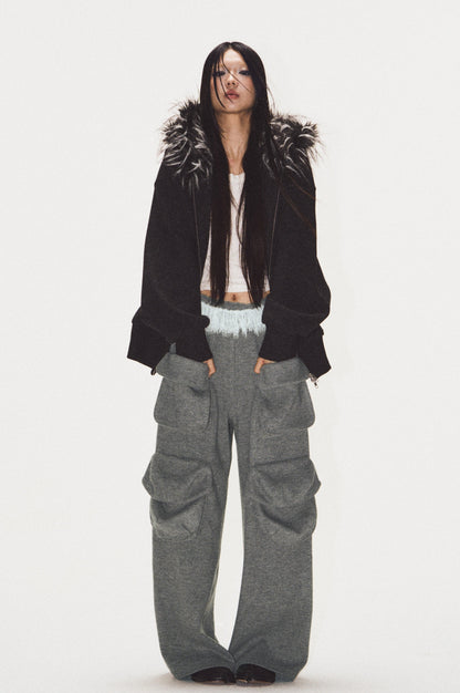 Frilled Big Pocket Sweat Wide Pants [ID:0048PA]