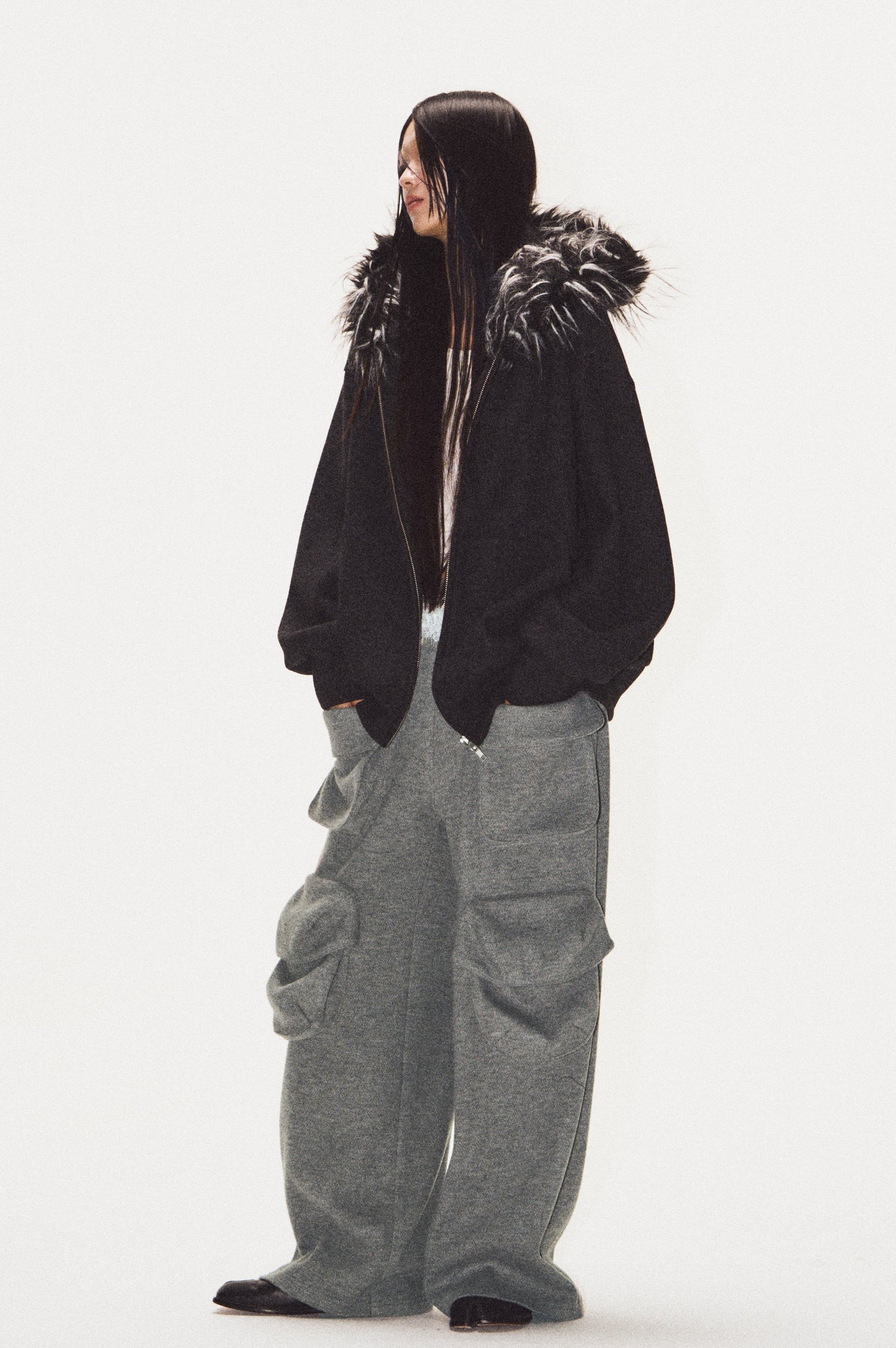 Frilled Big Pocket Sweat Wide Pants [ID:0048PA]