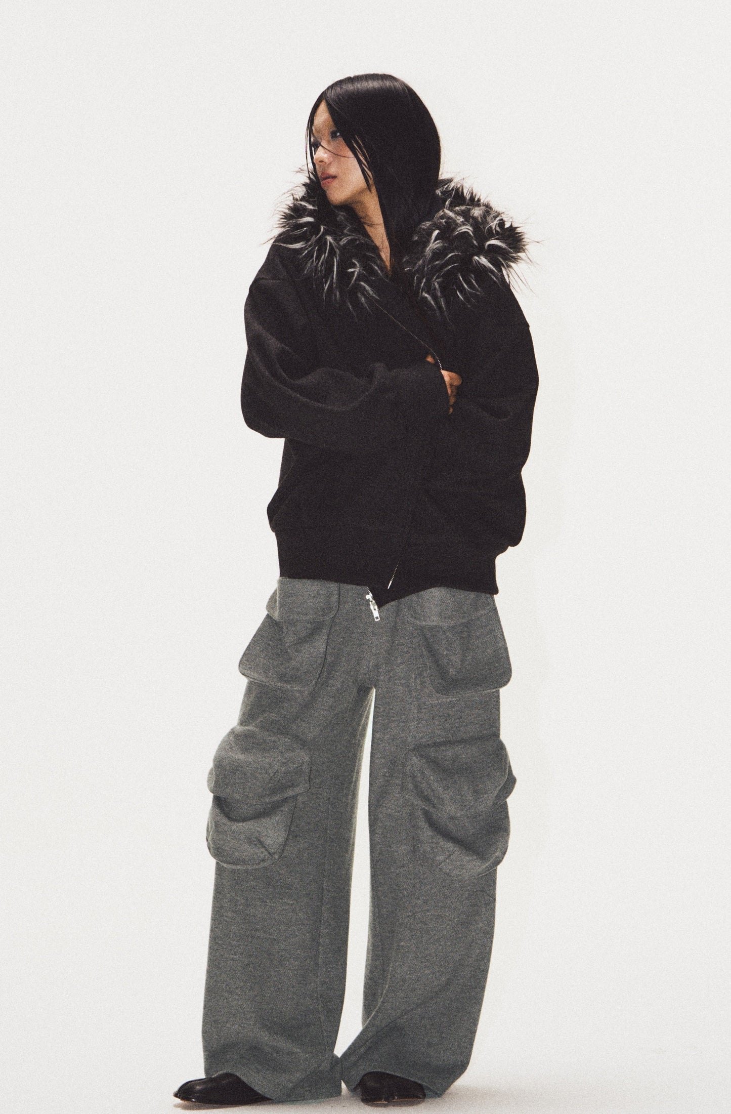 Frilled Big Pocket Sweat Wide Pants [ID:0048PA]