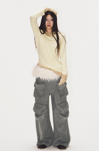 Frilled Big Pocket Sweat Wide Pants [ID:0048PA]