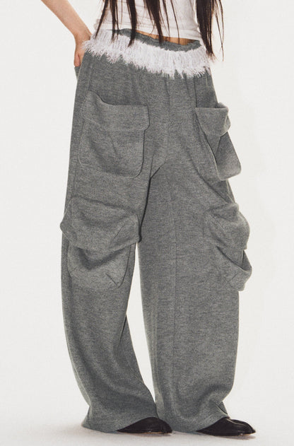 Frilled Big Pocket Sweat Wide Pants [ID:0048PA]