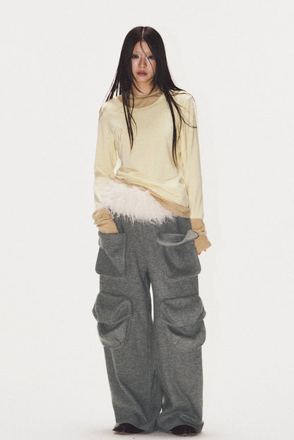 Frilled Big Pocket Sweat Wide Pants [ID:0048PA]