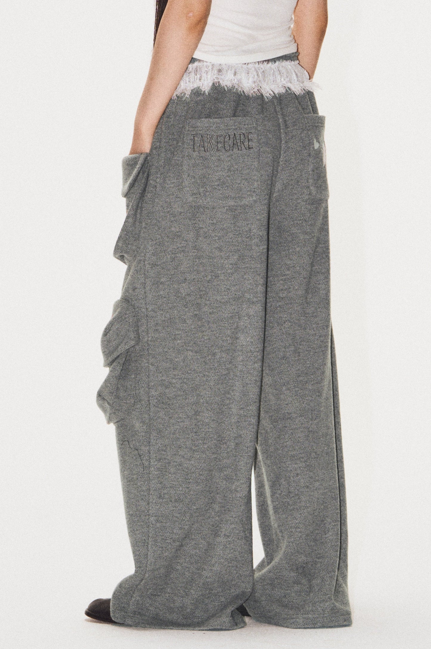 Frilled Big Pocket Sweat Wide Pants [ID:0048PA]