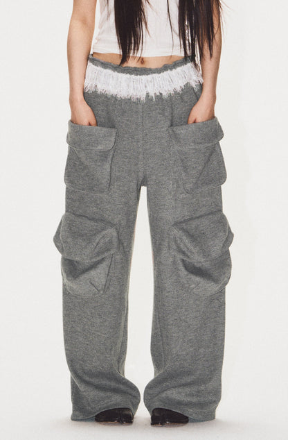 Frilled Big Pocket Sweat Wide Pants [ID:0048PA]