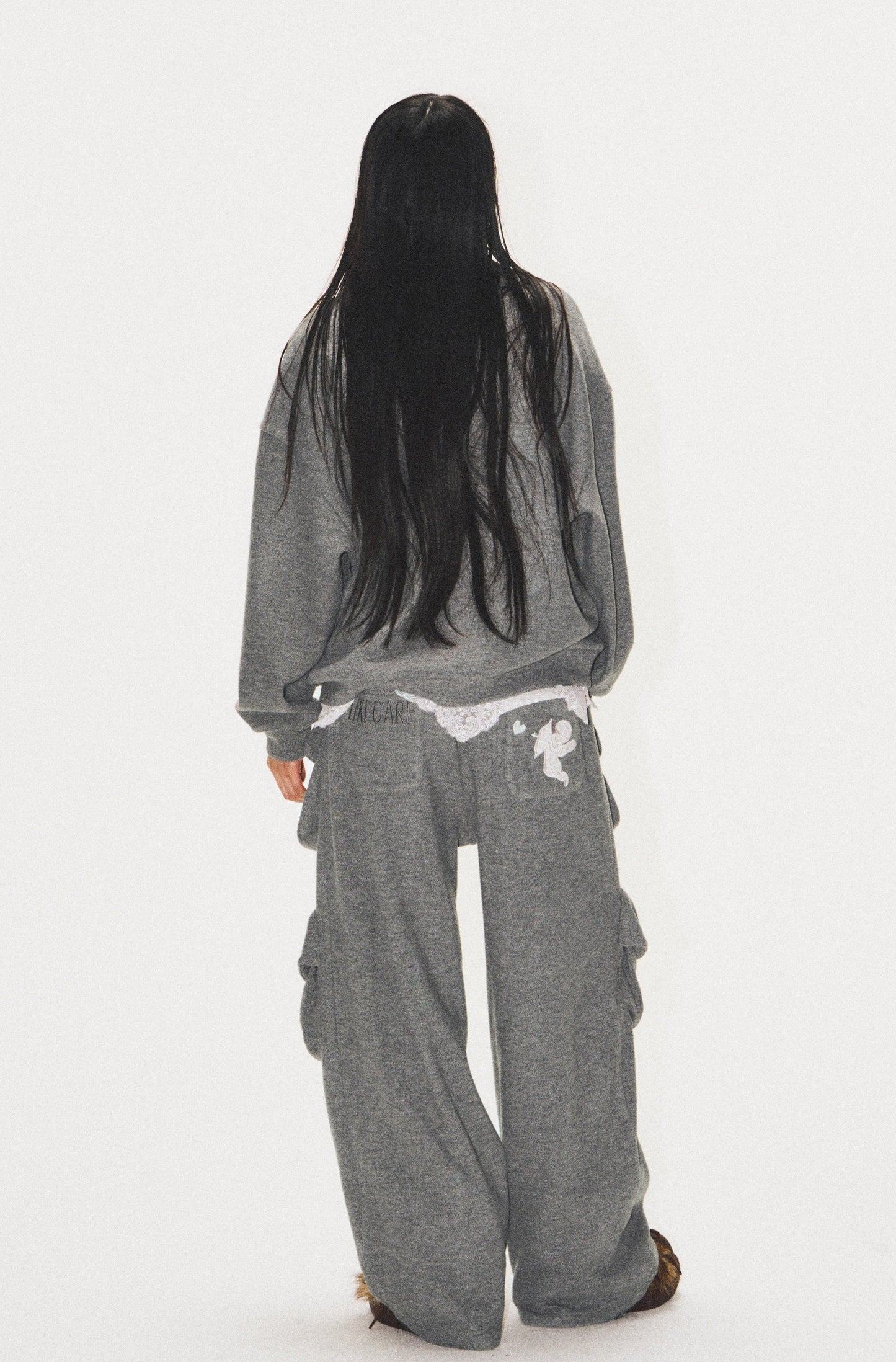 Frilled Big Pocket Sweat Wide Pants [ID:0048PA]