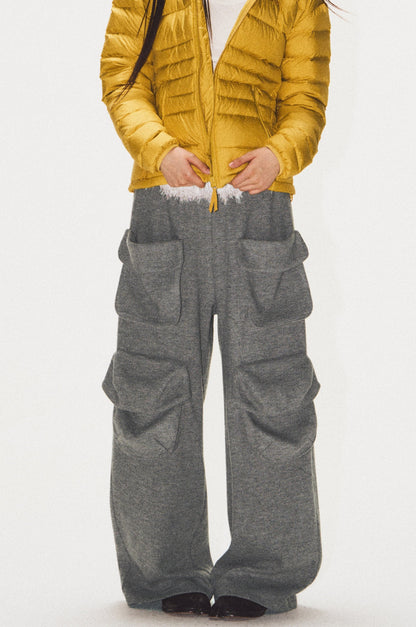 Frilled Big Pocket Sweat Wide Pants [ID:0048PA]