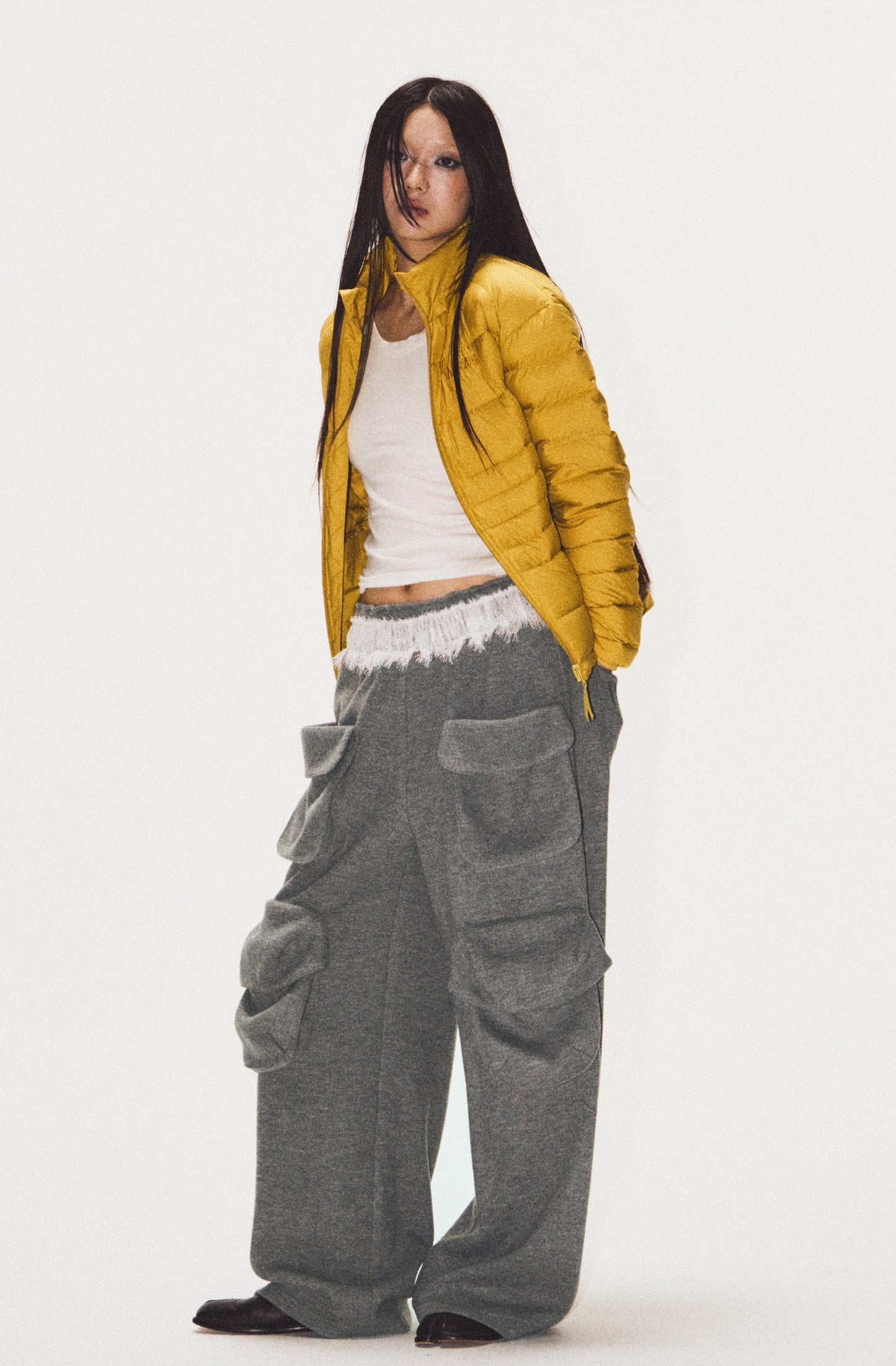 Frilled Big Pocket Sweat Wide Pants [ID:0048PA]