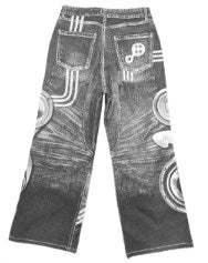 Speaker Pants Digital Print Black Straight Pants [ID:0050PA]