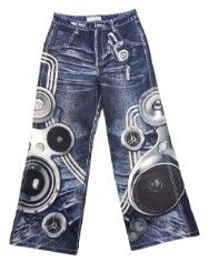 Speaker Pants Digital Print Blue Straight Pants [ID:0052PA]