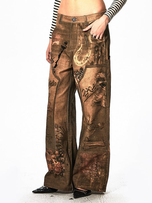 Digital Print Graffiti Lumber Pants [ID:0054PA]