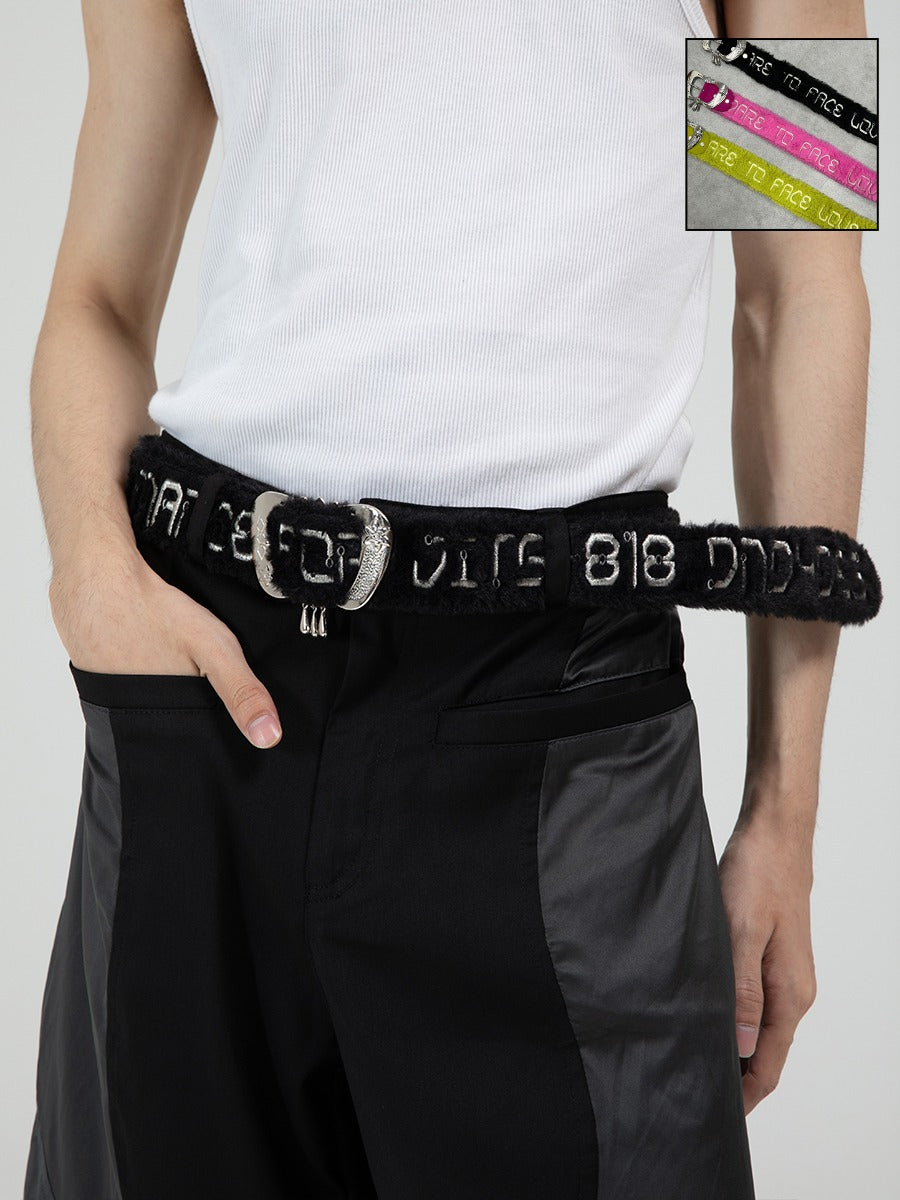 Asian Punk Message Indie Fur Belt [ID:0056BE]