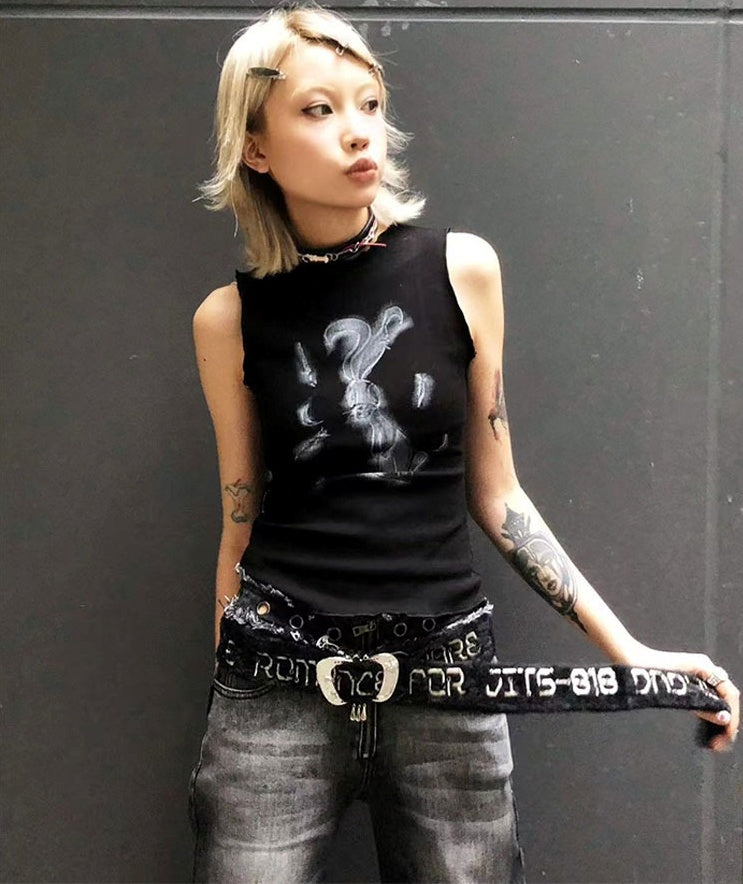 Asian Punk Message Indie Fur Belt [ID:0056BE]