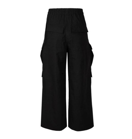 Dark Avant-Garde Loose Wide-Leg Cargo Pants with Drawstring Design [ID:0058PA]