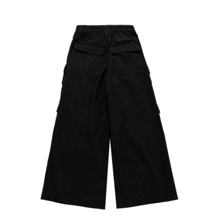 Dark Avant-Garde Loose Wide-Leg Cargo Pants with Drawstring Design [ID:0058PA]