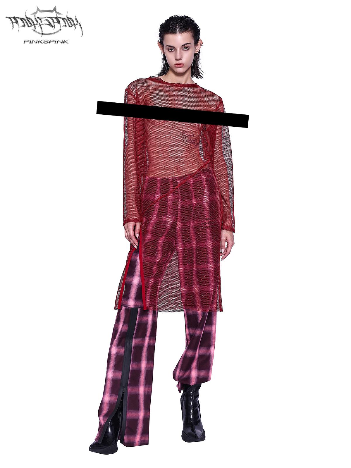 Original Plaid Loose-Fit Floor-Length Trousers Wide-Leg Check Pants [ID:0064PA]