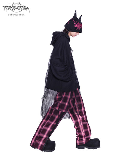 Original Plaid Loose-Fit Floor-Length Trousers Wide-Leg Check Pants [ID:0064PA]