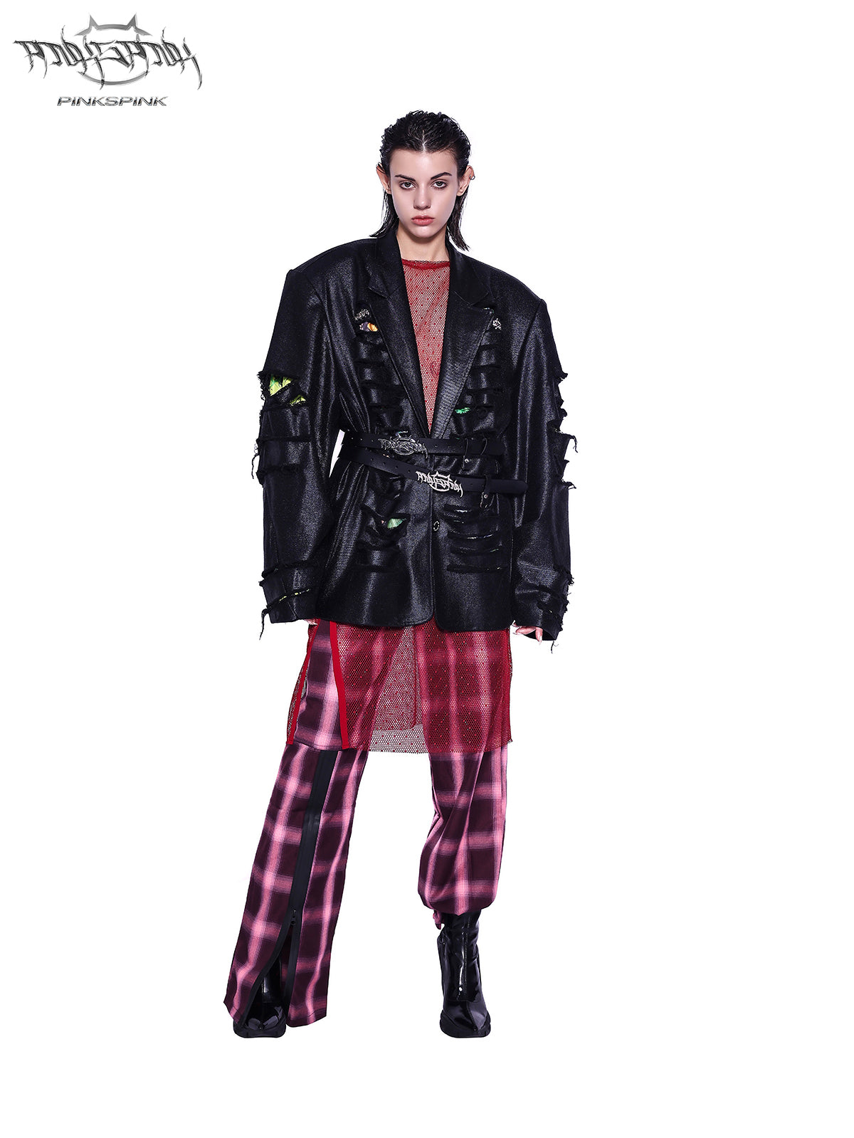 Original Plaid Loose-Fit Floor-Length Trousers Wide-Leg Check Pants [ID:0064PA]