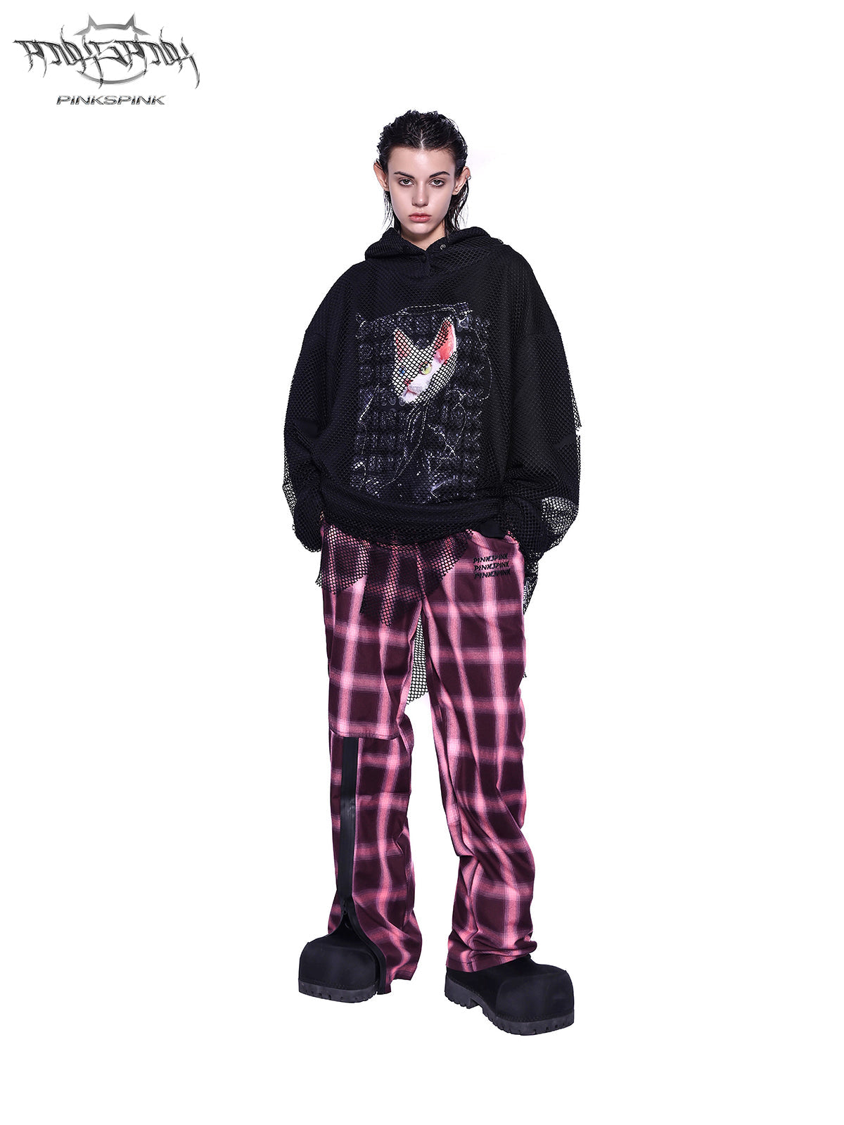 Original Plaid Loose-Fit Floor-Length Trousers Wide-Leg Check Pants [ID:0064PA]