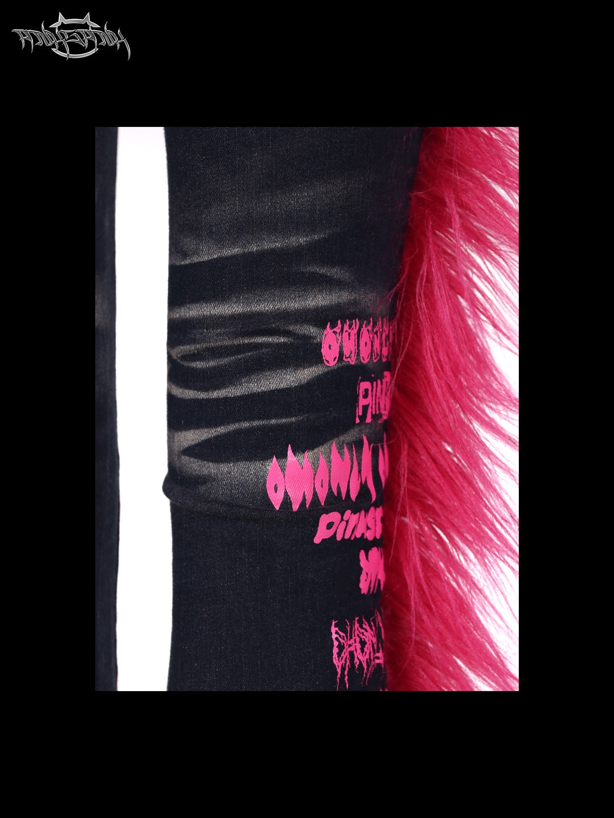 Barbie Fur Denim Flare Pants High-Stretch Slim Fit Moonwash Design [ID:0065PA]