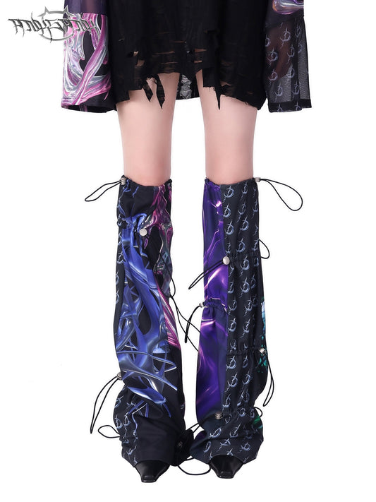 Cosmic Clash Irregular Patchwork 360° Wearable Y2K Leg Warmers [ID:0070OT]