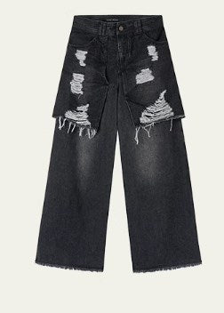 Genesis Era Washed Distressed High-Waist Loose Straight-Leg Denim [ID:0074PA]