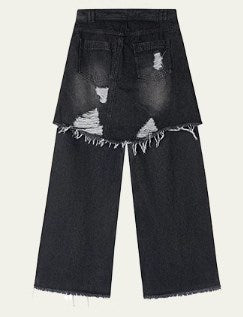 Genesis Era Washed Distressed High-Waist Loose Straight-Leg Denim [ID:0074PA]