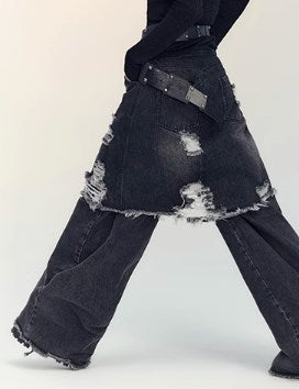 Genesis Era Washed Distressed High-Waist Loose Straight-Leg Denim [ID:0074PA]