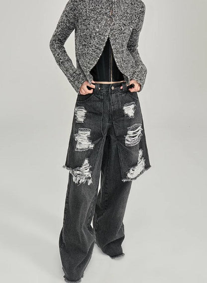 Genesis Era Washed Distressed High-Waist Loose Straight-Leg Denim [ID:0074PA]