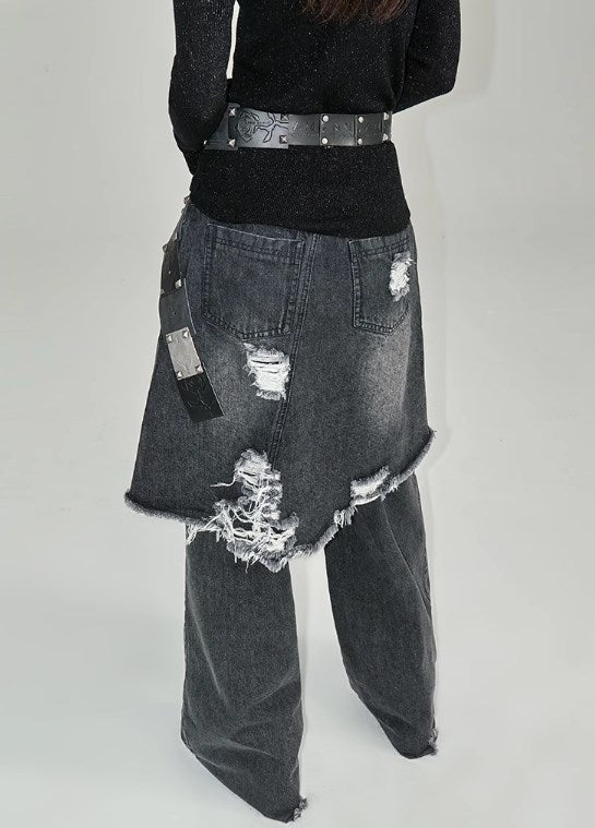 Genesis Era Washed Distressed High-Waist Loose Straight-Leg Denim [ID:0074PA]