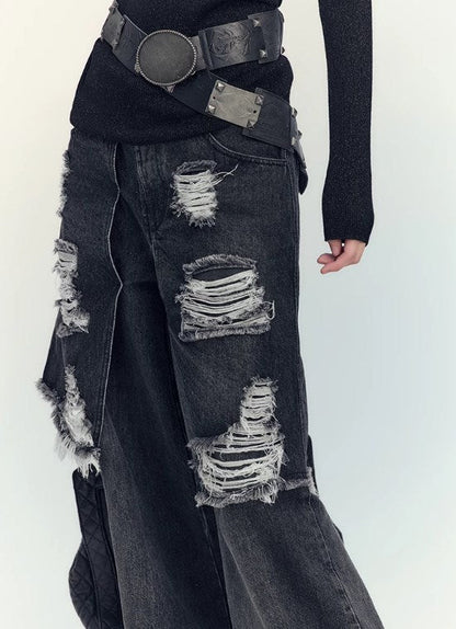 Genesis Era Washed Distressed High-Waist Loose Straight-Leg Denim [ID:0074PA]