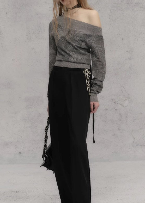 Genesis Era Mid-Waist Straight-Leg Tie-Belt Draped Casual Trousers [ID:0075PA]