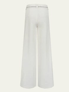 Genesis Era Contrast Folded Waist Pleated Flare Wide-Leg Trousers Black [ID:0076PA]