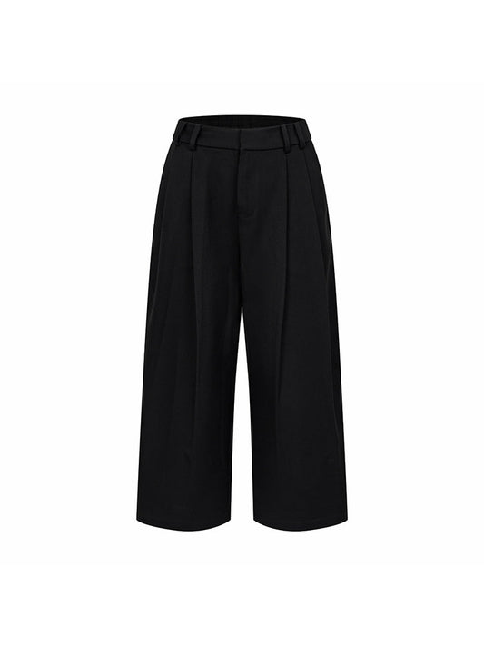 Genesis Era Wool-Tencel Blend High-Waist Tapered Vintage Cropped Trousers [ID:0077PA]